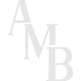 A green background with white letters that say amb.